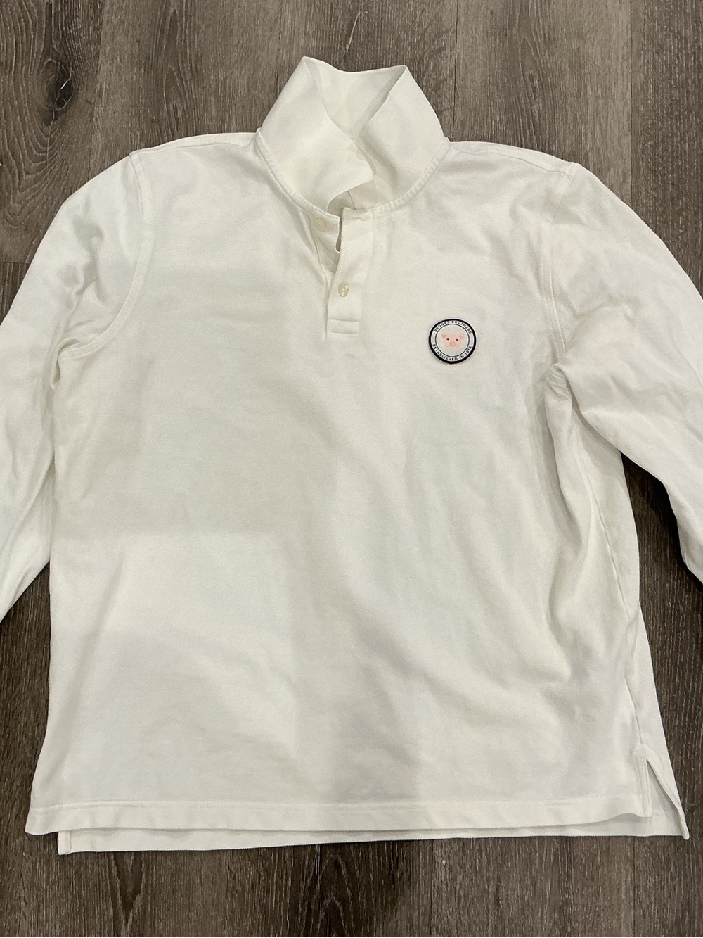 Brooks Brothers Limited Edition White Long-Sleeve Polo with Chest Patch, XL